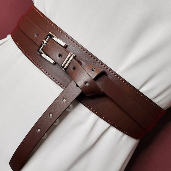 Women\'s Leather Belt, Brown Woman Vegan Leather Belt